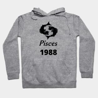 Black Zodiac Birthday Pisces 1988 Hoodie